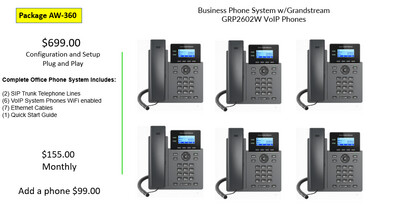 Business Phone System w/ 6 Grandstream - GRP2602W 6 button VoIP Phones