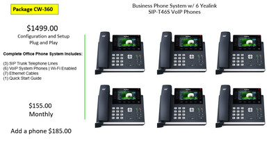 Business Phone System w/ 6 Yealink SIP-T46S VoIP Phones