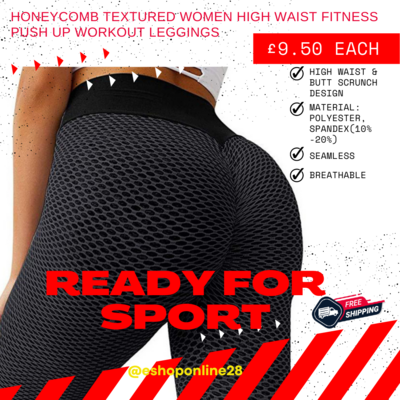 HONEYCOMB TEXTURE Women High Waist Fitness Push Up Seamless Workout Legging