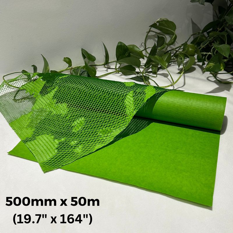 500mm x 50m Green Honeycomb Wrapping Paper