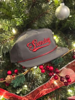 Gramps Hat - Red Embroidery/Red Rope
