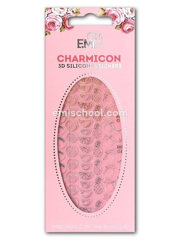 Charmicon 3D Silicone Stickers #45 Tropical Fruits Gold/Silver