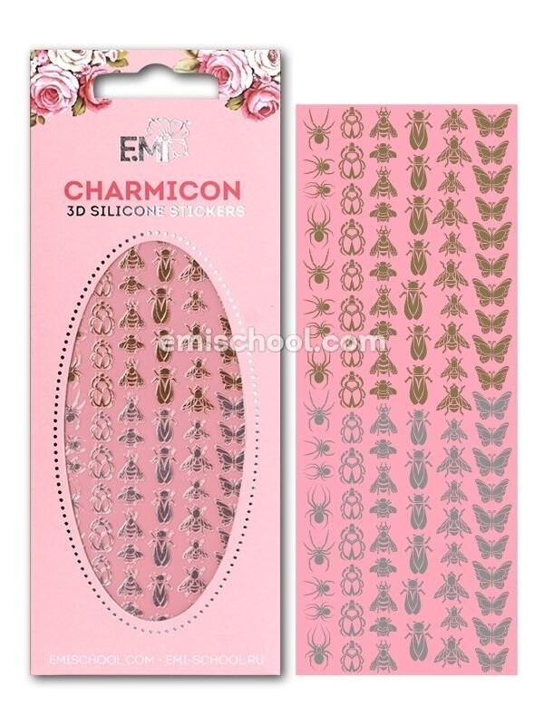Charmicon 3D Silicone Stickers Insects #2 Gold/Silver