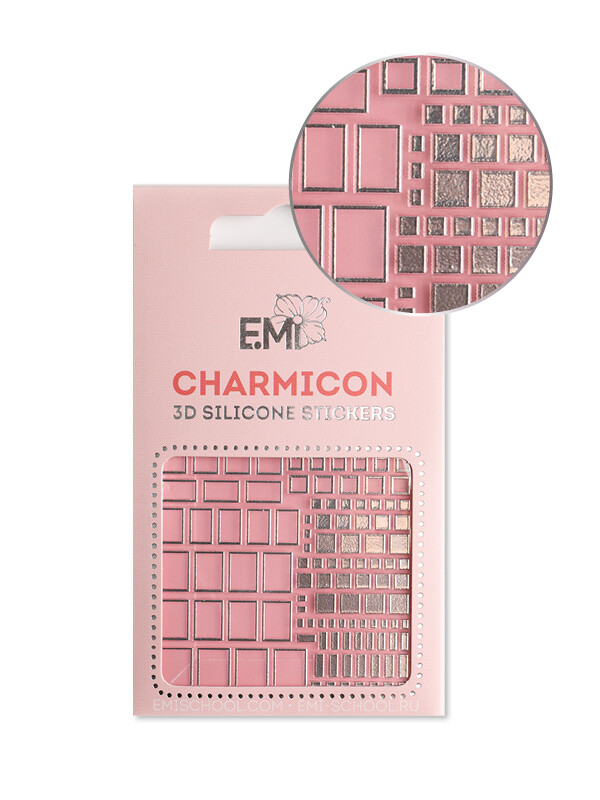 Charmicon 3D Silicone Stickers #159 Squares Silver