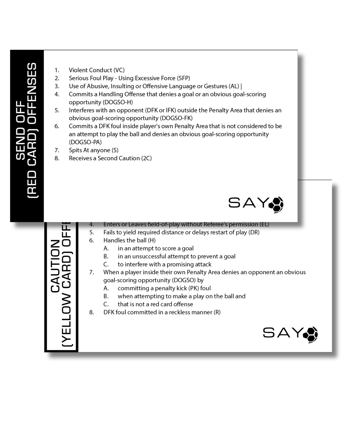 Referee Decision Making Cards (Red &amp; Yellow Cards) - 20 Pack