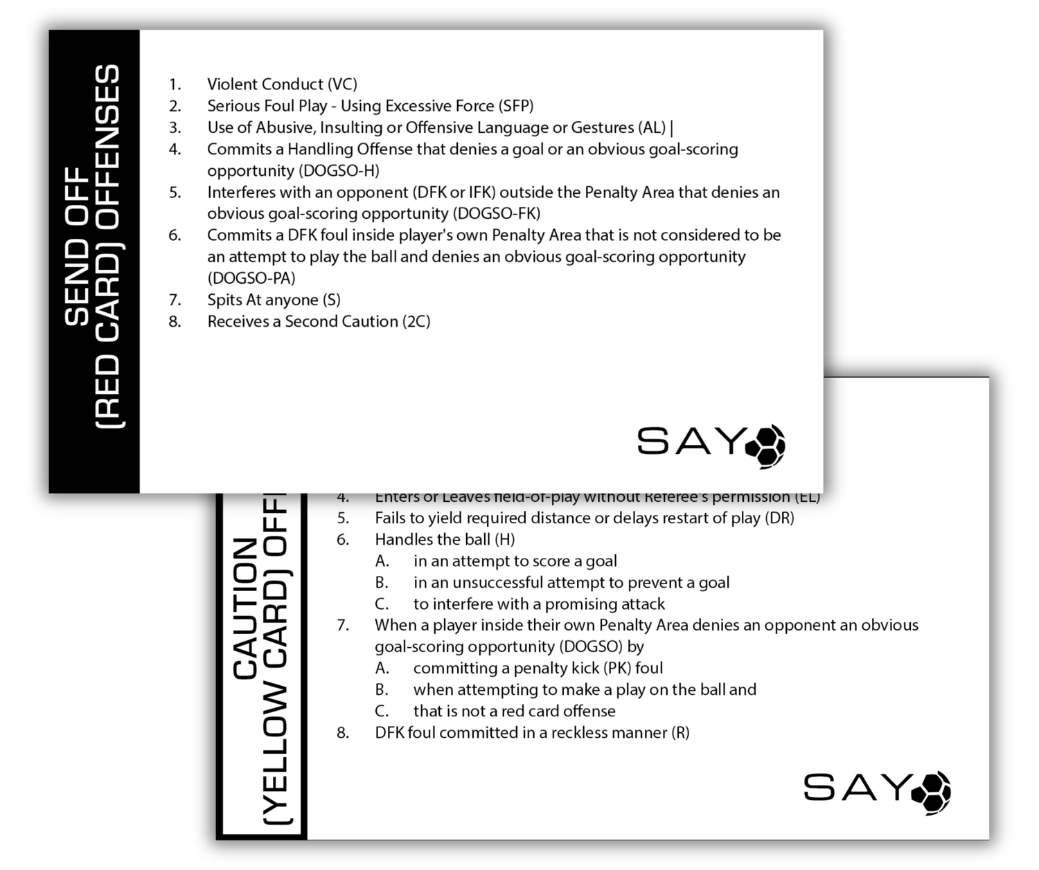 Referee Decision Making Cards (Red &amp; Yellow Cards) - 20 Pack