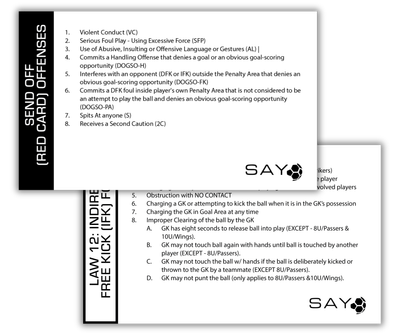 Referee Decision Making Cards (Free Kicks) - 20 pack