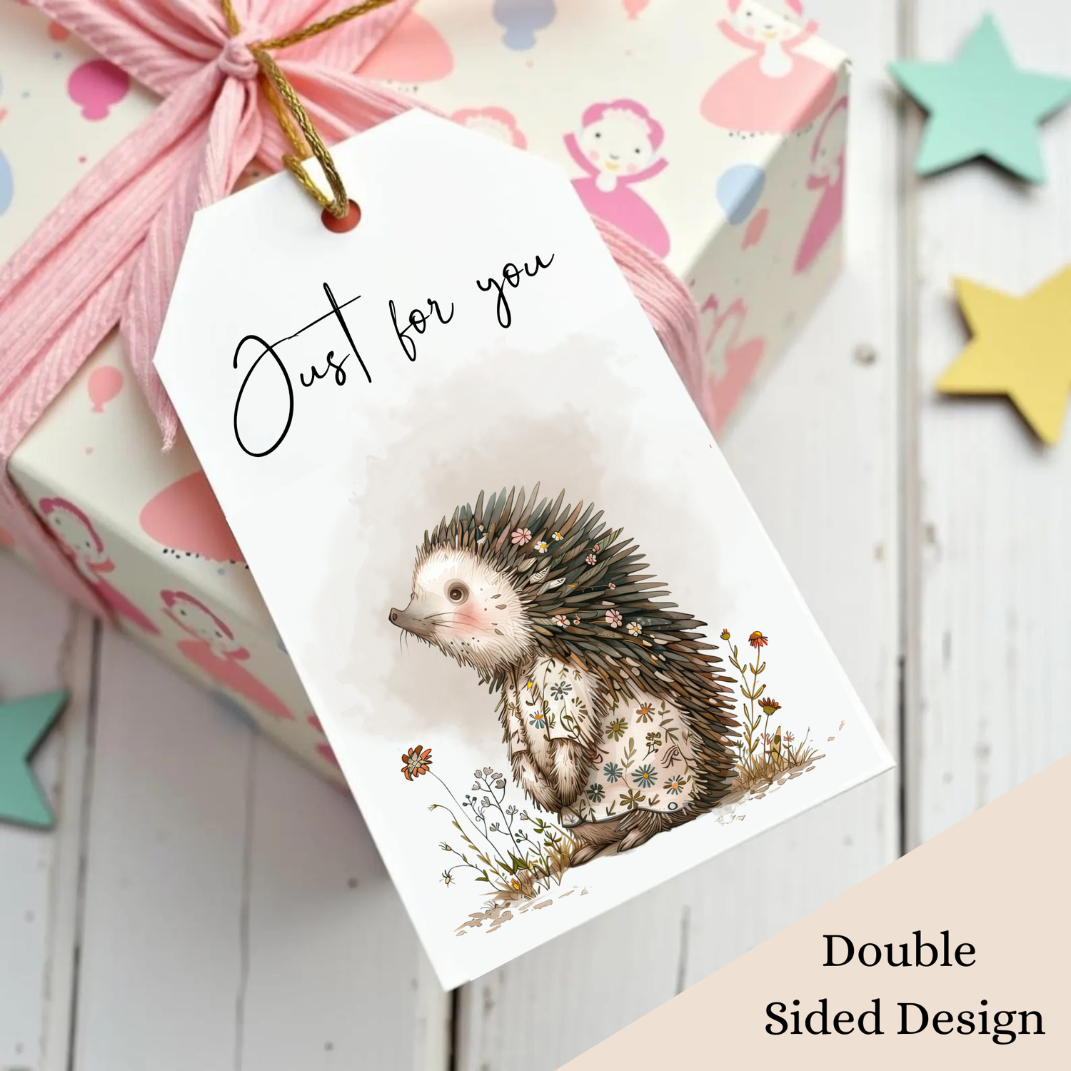 Glossy Gift Tags Double Sided , With Ribbon