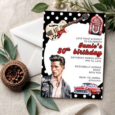 Glossy Personalised 50&#39;s Male Invites