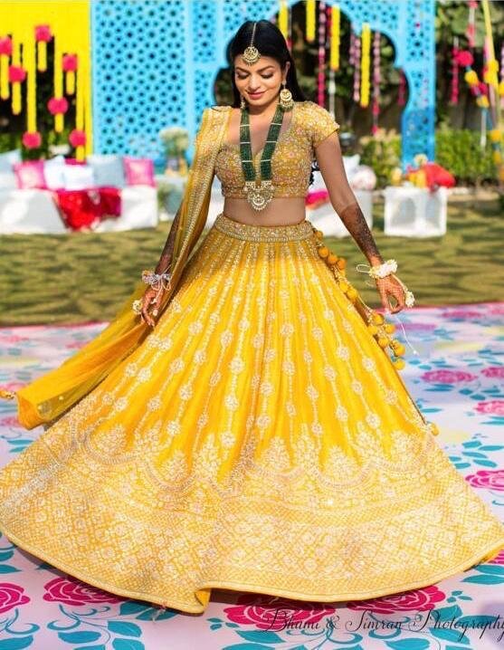 Meticulous Yellow Color Party Wear  Lehennga Choli