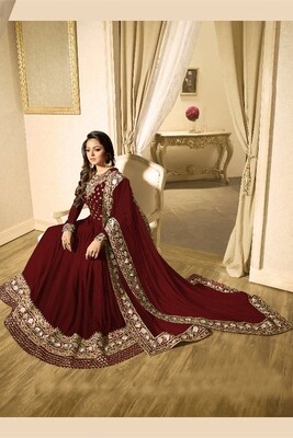 Picturesque Drashti Dhami Maroon Color Anarkali Suit