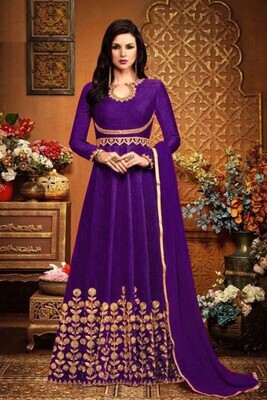 Trendy Purple Color Heavy Party Wear Anarkali Suit