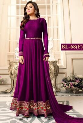 Adoring Purple With Floral Embroidery Anarkali Suit