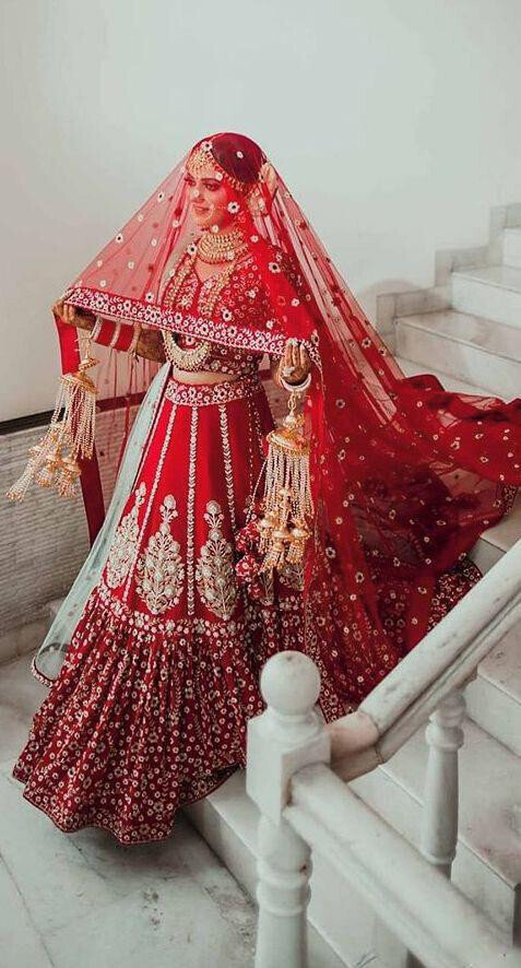Radiant Georgette Red Color Bridal Wear Lehenga Choli