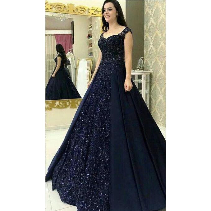 Picturesque Latest Blue Long Gown For Party