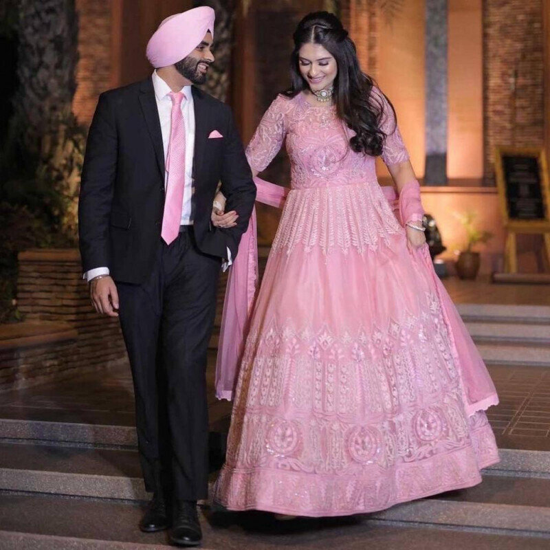 Stylish Bridal Wear Pink  Anarkali Suit