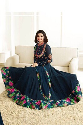 Beautiful Prachi Desai Blue Georgette Embroidary Anarkali Suit