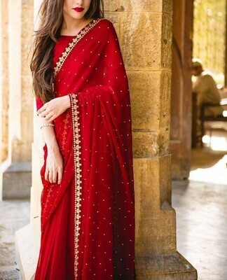 Love Feel Red Saree with Blouse