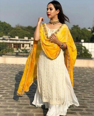 Festival White Party Wear Sharara Suit