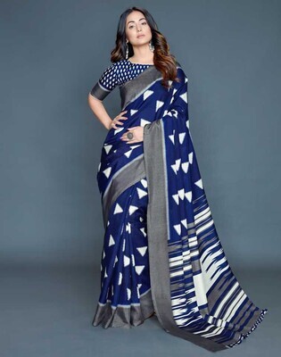 Preferable Bollywood Hina Khan Blue Party Wear Saree
