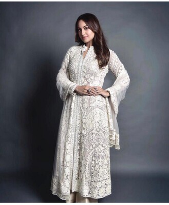 Gleaming Sonakshi Sinha white Latest Bollywood Indian Dress