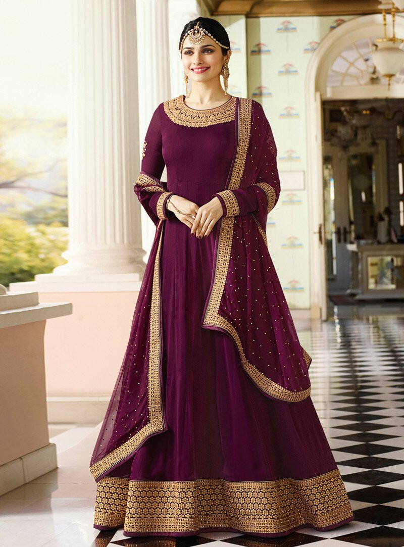 Prachi Desai Wear  Purple Designer Gown