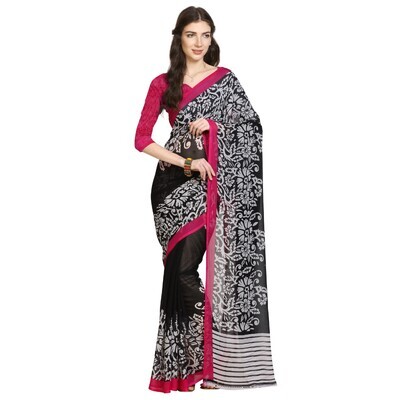 Black  Faux Georgette Saree with Blouse