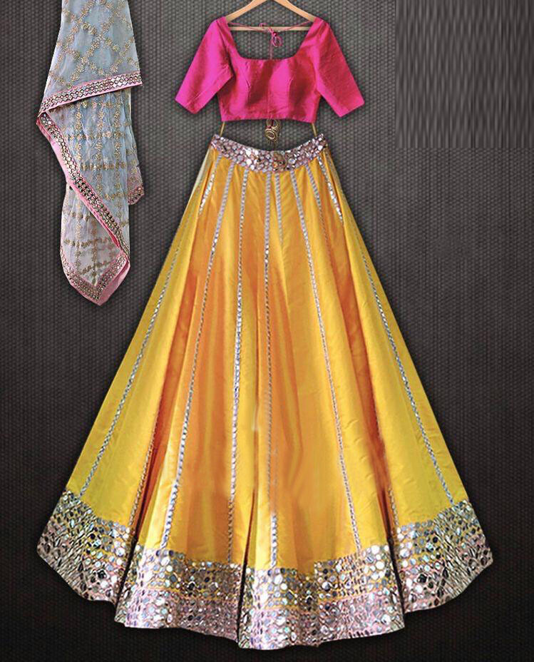 Designer Yellow Wedding Wear Lehenga Choli