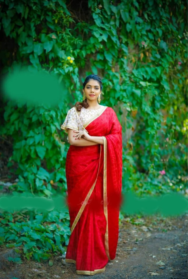 Stunning Red Party Wear Saree