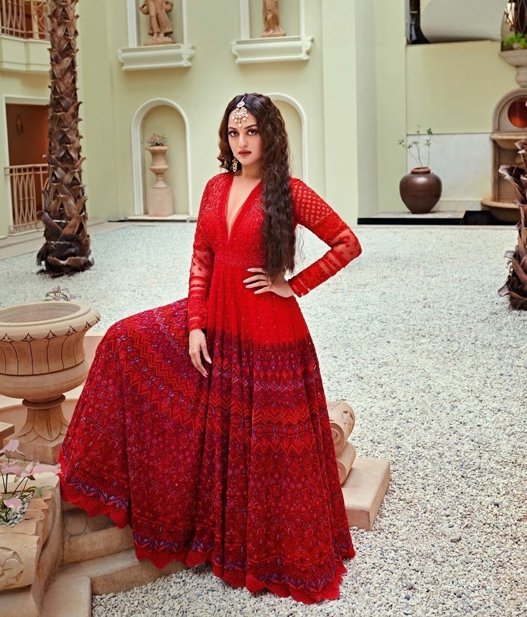 Sonakshi Sinha Bollywood Stylish Red Gown