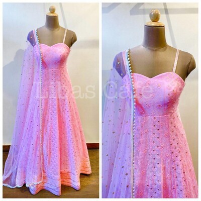 Latest Baby Pink Party Wear Gown