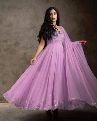 Party Wear Purple Gown For Girls