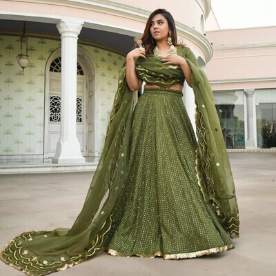 Adoring Green Latest Sequence Choli