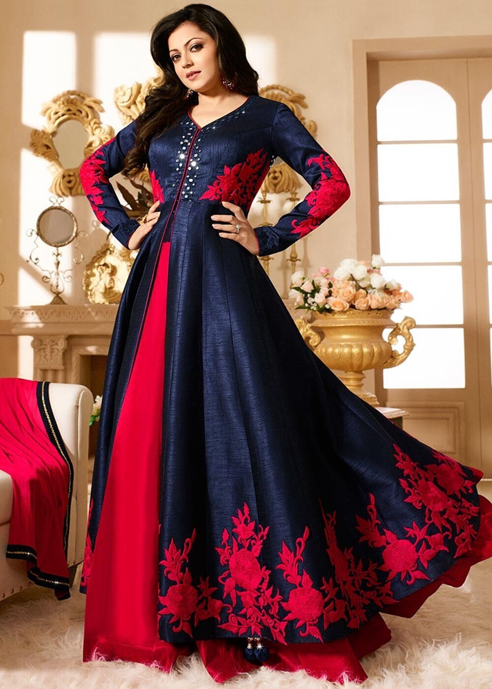 Party Wear Blue Designer Long Gown  For Woman