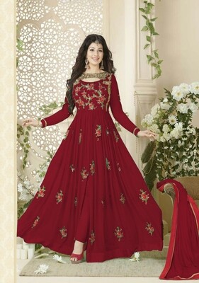Ayesha Takia Beautiful Red Flower Printed Long Anarkali Suit