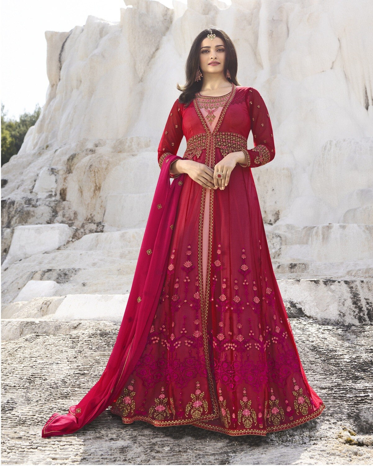 Prachi Desai Designer Nylon Net Long Anarkali Suit