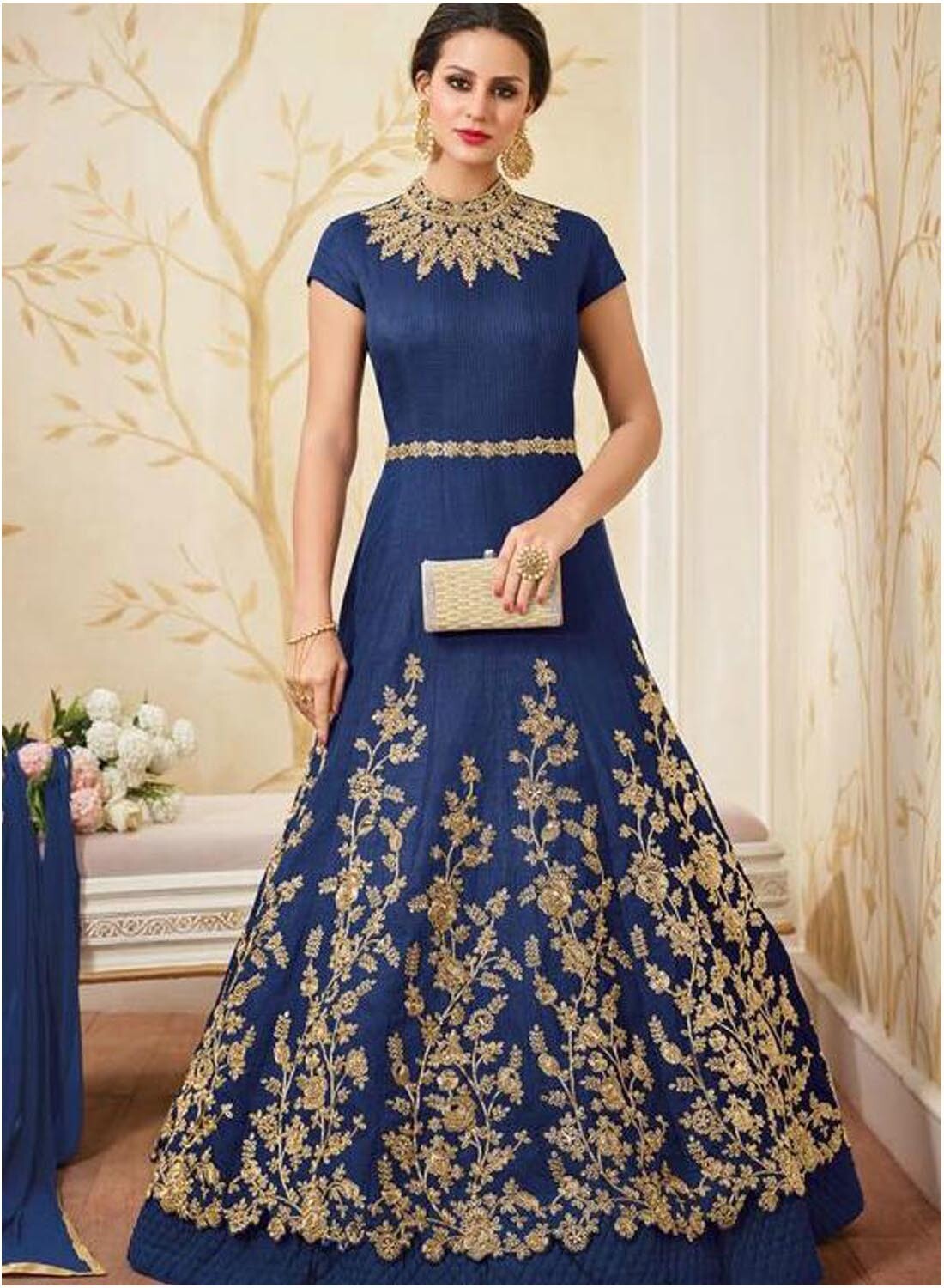 Wedding Wear Blue Designer Anarkali Suit