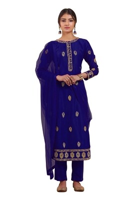 Stunning Navy Blue Daily Wear Salwar Suit For Woman