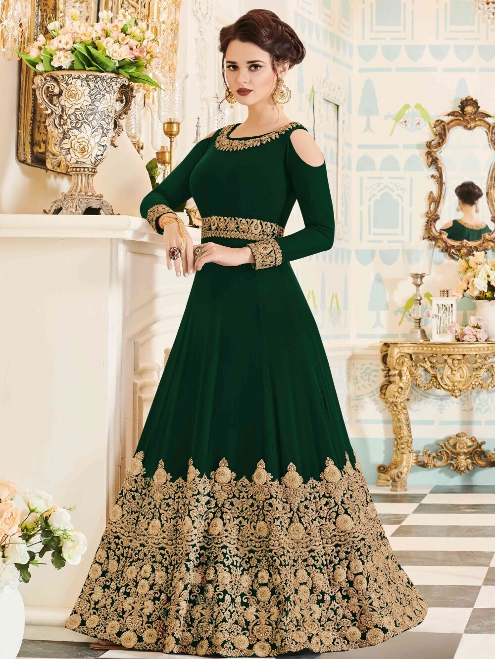 Phenomenal Green Designer Anarkali Suit