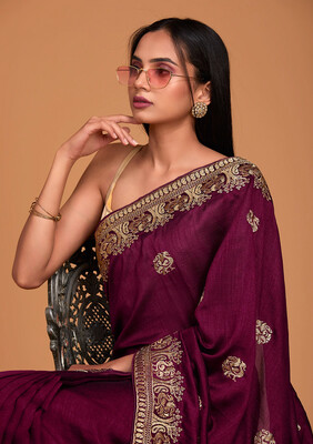 Designer Silk Saree with zari and embroidery work