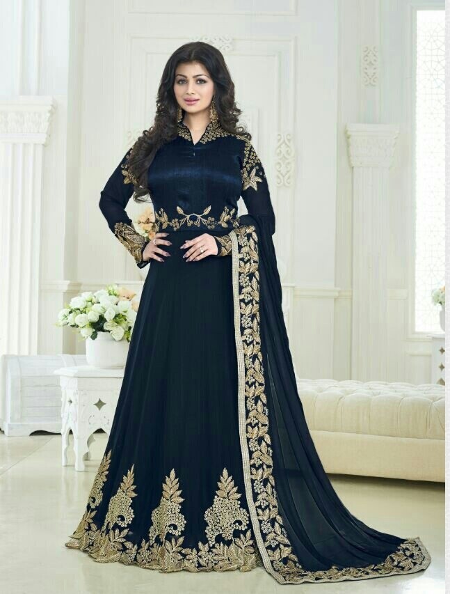 Ayesha Takia Blue Georgette Embroidered Long Gown