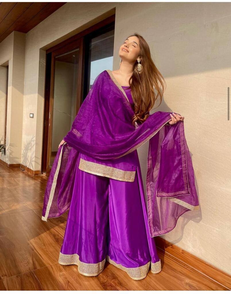 Sensational Purple Designer Palazzo Suit