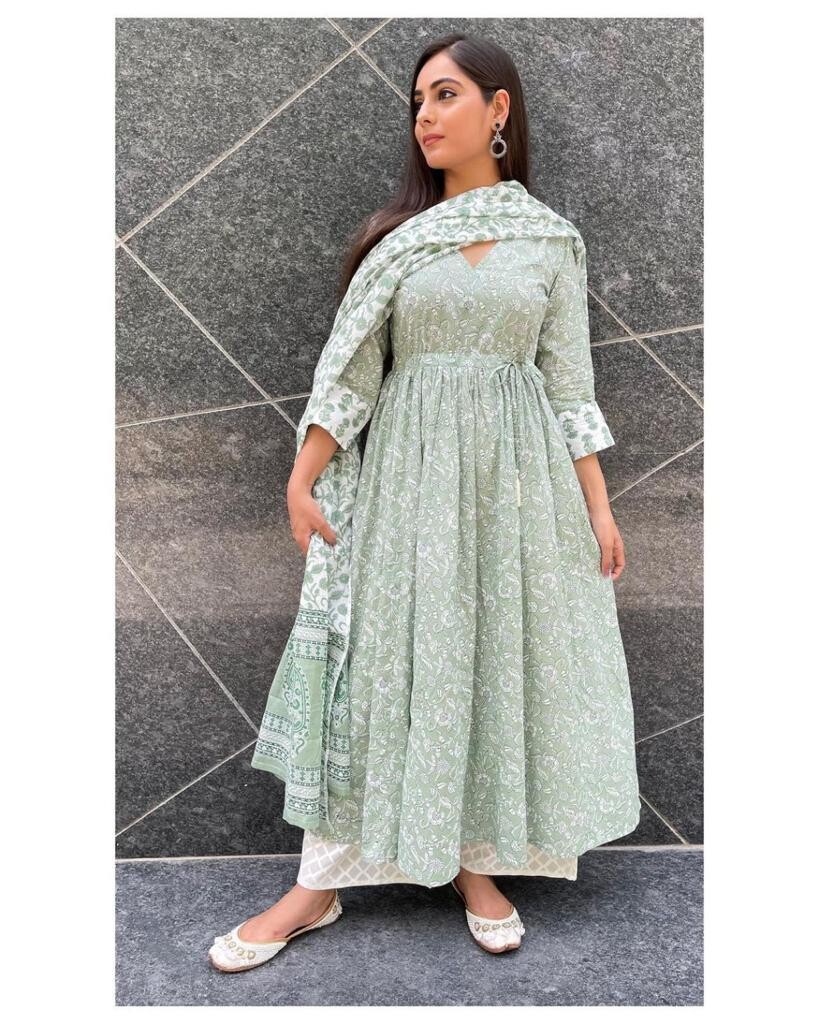 Glorious Party Wear Designer Mint Green Anarkali Suit With Dupatta