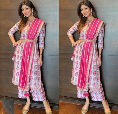 Bollywood Grey And Pink Color Salwar Suit