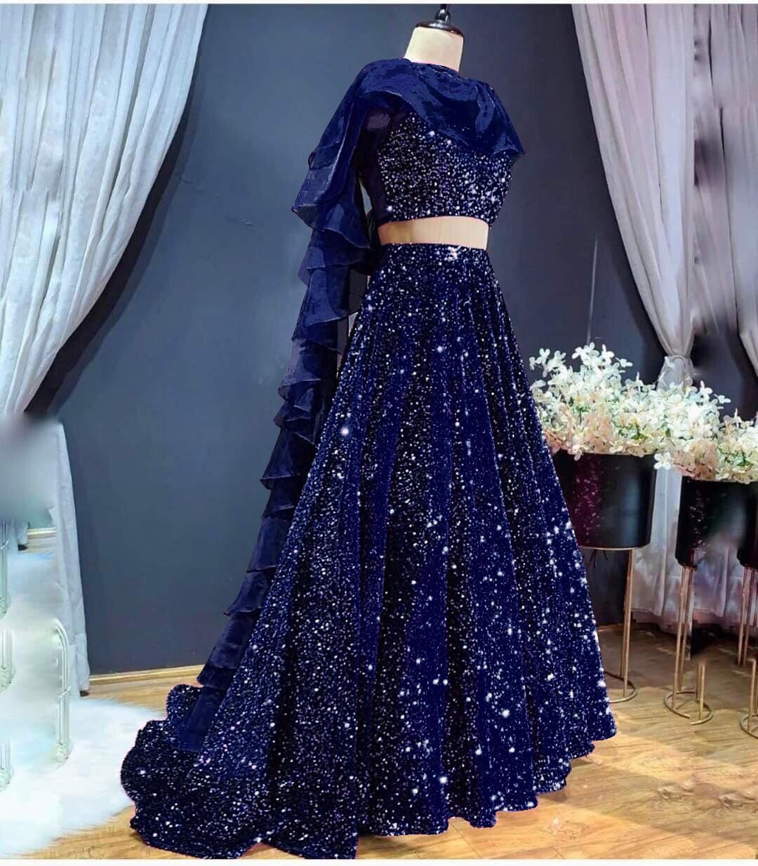 Designer Blue Sequin Work Lehenga Choli