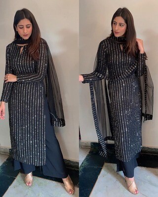 Yankita Kapoor Black Latest Indian Palazzo Suit