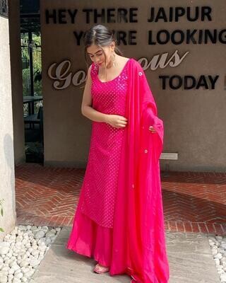Designer Royal Pink Sharara Suit