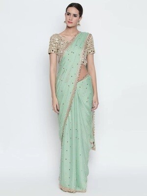 Majesty Party Wear Se Green Color  Saree