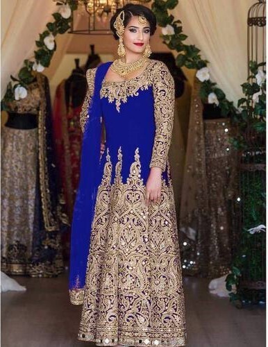 Wedding Wear Blue Gown With Dupatta