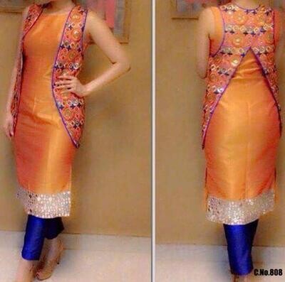 Auspicious Orange Koti Style Salwar Suit